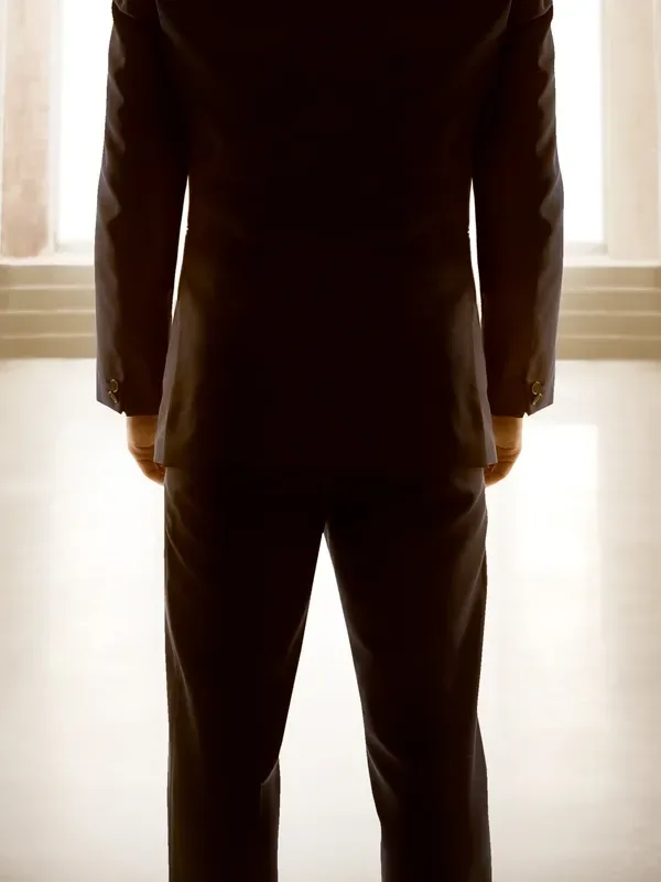 Man in silhouette, light from above